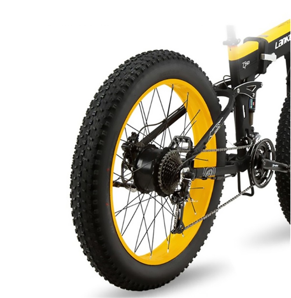 LANKELEISI T750 Plus Big Fork Electric Bike 48V 1000W Motor 17,5Ah Batéria 26*4.0'' Fat Tire - Yellow