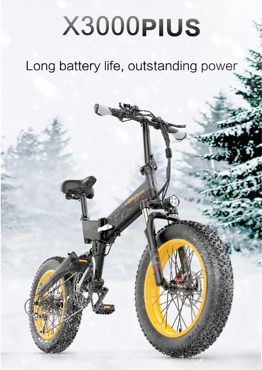 LANKELEISI X3000 Plus Folding Electric Mountain Bike 48V 1000W Motor 17.5Ah Battery - Grey