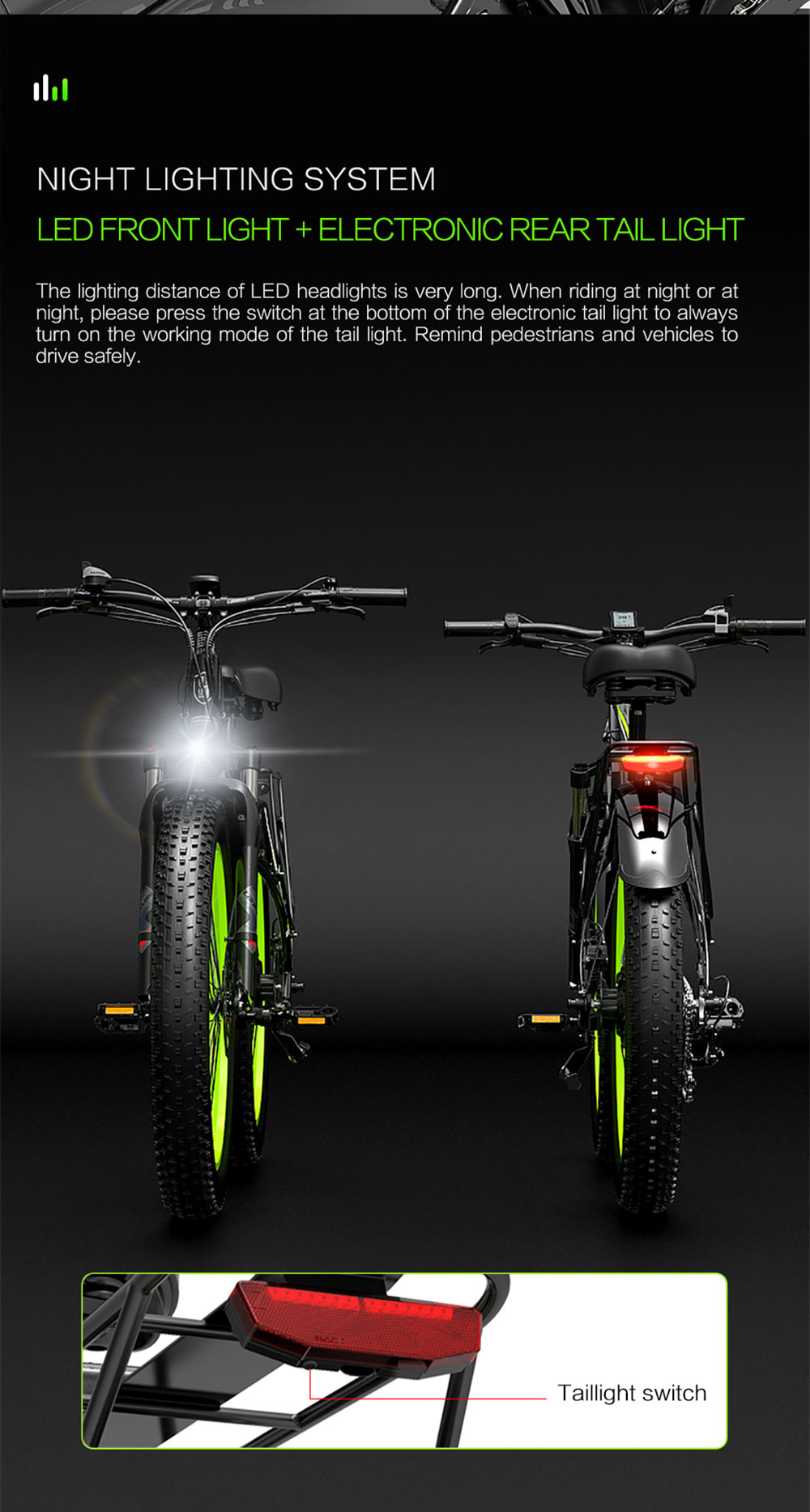 LANKELEISI XC4000 Electric Bike 48V 1000W Motor 17.5Ah Battery 26*4.0 Fat Tire - Yellow