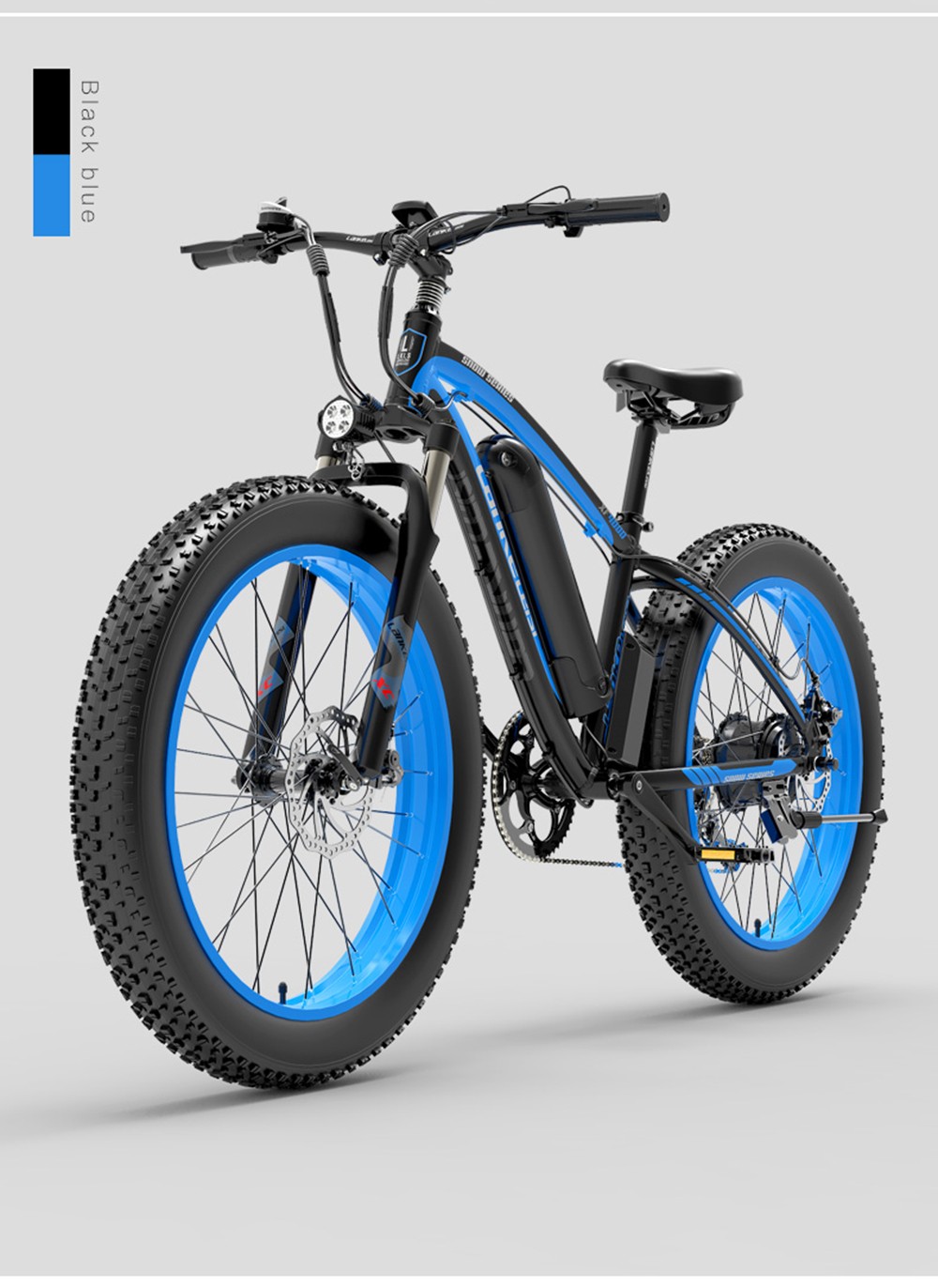 LANKELEISI XF4000 Electric Bike 48V 1000W Motor 16Ah Battery 26*4.0'' Fat Tire Shimano 7 Speed - Blue