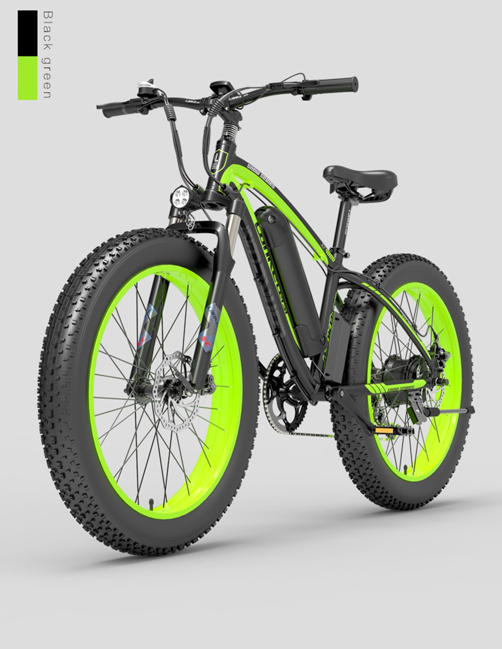 LANKELEISI XF4000 Electric Bike 48V 1000W Motor 16Ah Battery 26*4.0'' Fat Tire Shimano 7 Speed - Green