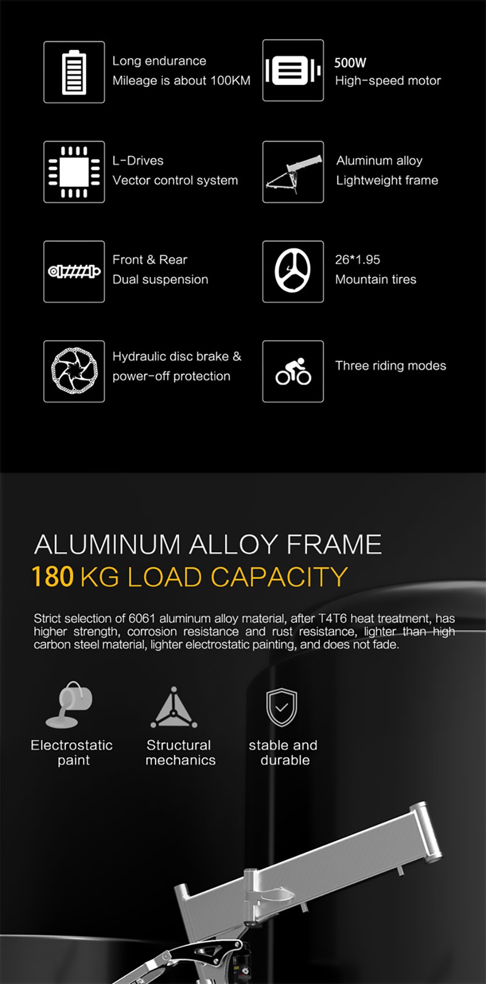 LANKELEISI XT750 Electric Bike Sports Version 26*1.95 Inch Kenda Tire 500W Motor 40KM/H 48V 14.5Ah Battery 100KM Range Shimano 27 Speed - White 9 LANKELEISI XT750 Sports Version Electric Bike 500W Motor 14.5Ah Battery 26*1.95'' Kenda Tire - White