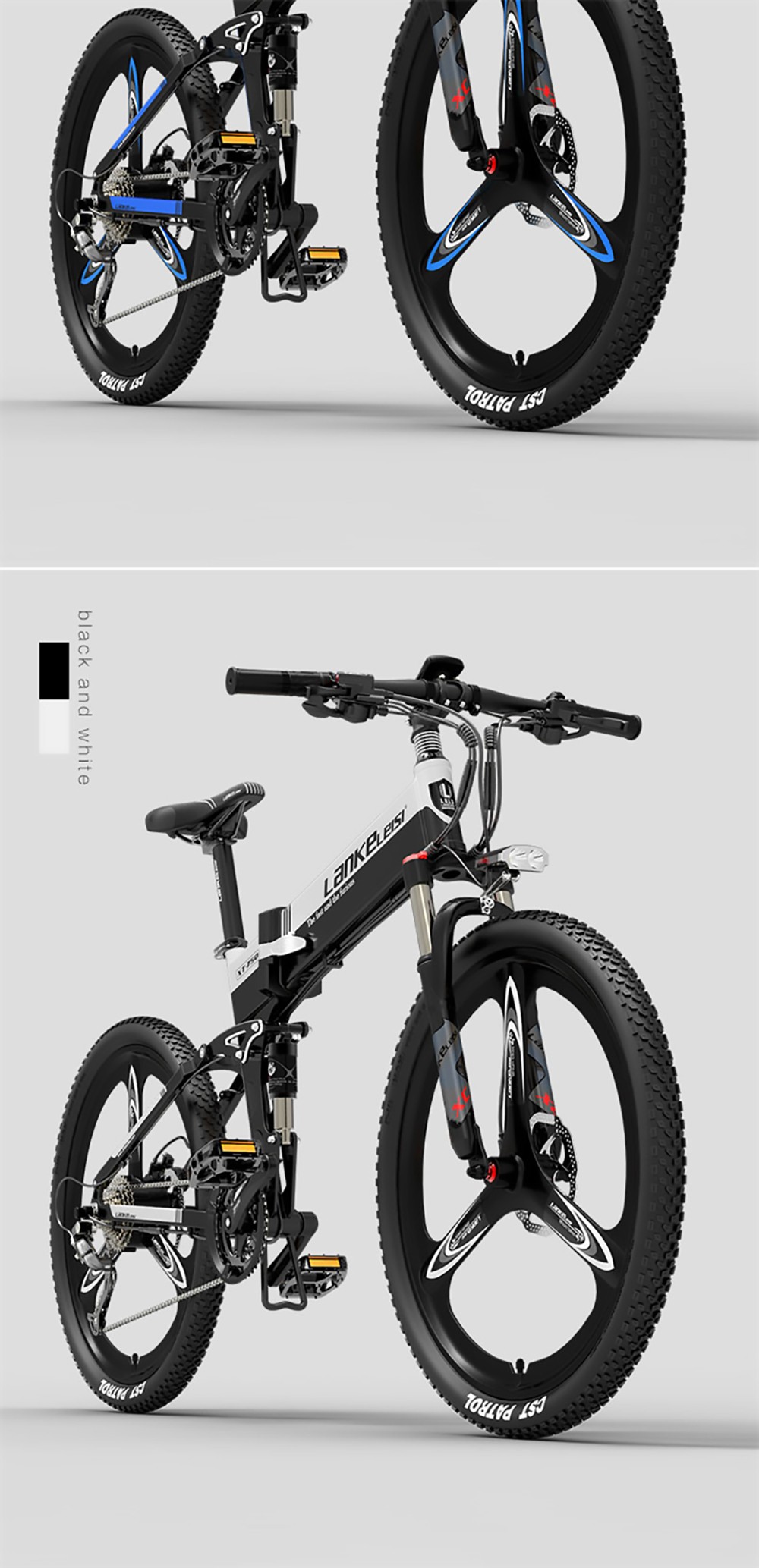 LANKELEISI XT750 Sports Version Electric Bike 500W Motor 14.5Ah Battery 26*1.95'' Kenda Tire - White