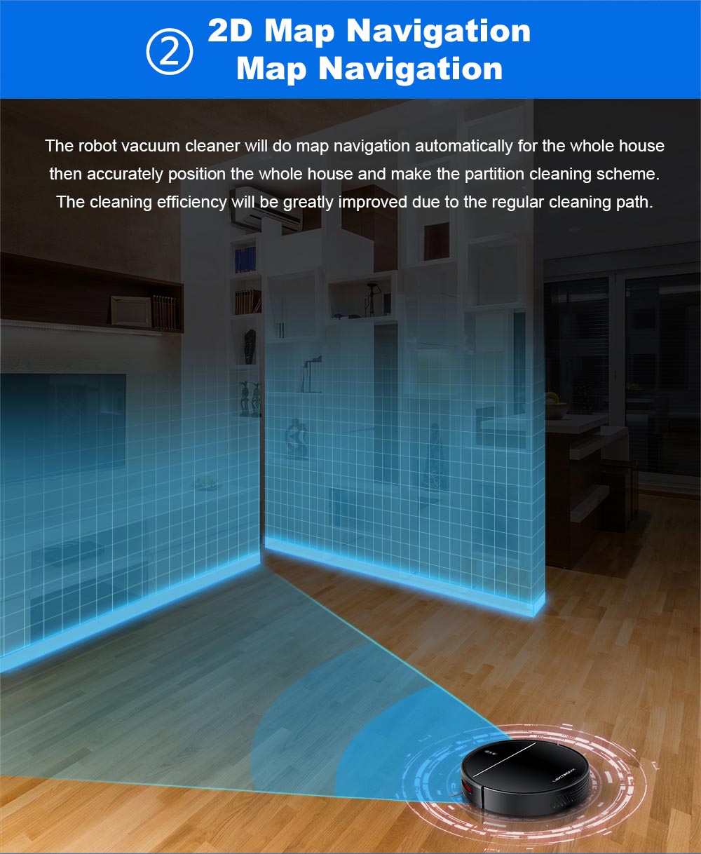 LIECTROUX M7S Pro Robot Vacuum Cleaner, 2D Map Navigation, 4400mAh Battery, Run 110mins, Dry and Wet Mopping - Black