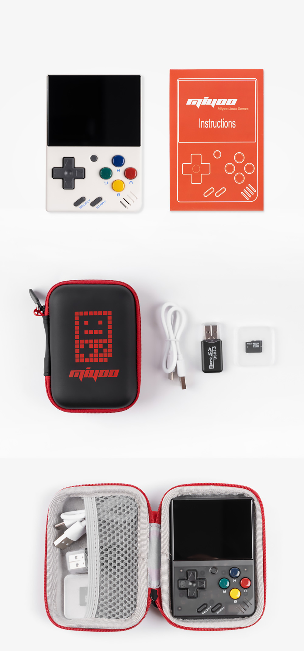 MIYOO Mini 128GB 3000 Games Retro Handheld Game Console DC PS MD SFC MAME WSC Portable Retro Arch Linux System - Black