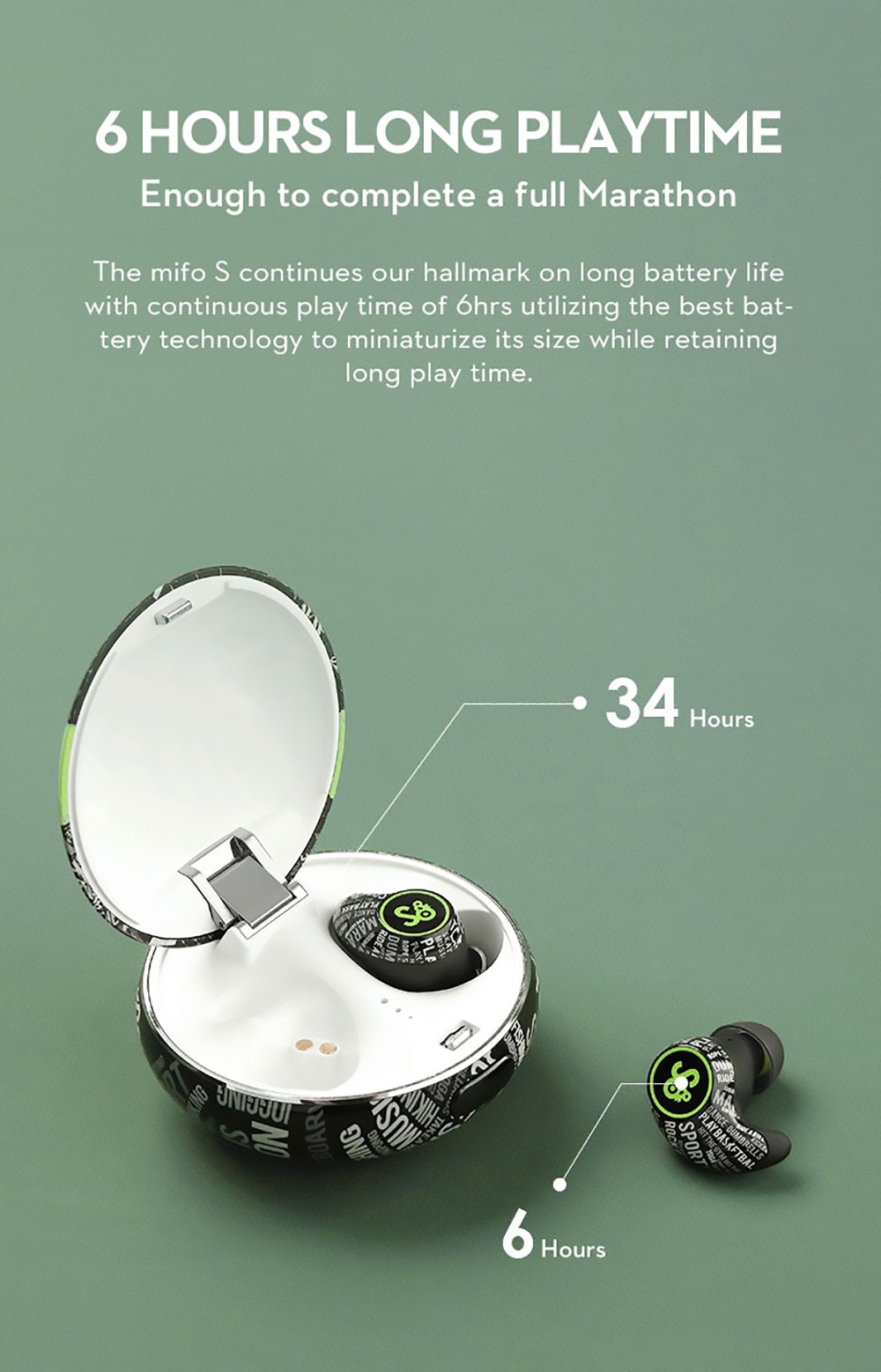 Mifo S Bluetooth 5.2 ANC Blanced Armature TWS Earphones, Adaptive ANC, Strong Mild Passthrough, IPX7 Waterproof, 40H Playtime, Charge 15mins Play For 2 Hours, Low Latency Mode, Sleep Mode, Gem Green 15 Mifo S Earbuds Active Noise Cancelling True Wireless Bluetooth 5.2 Earphone - Gem Green