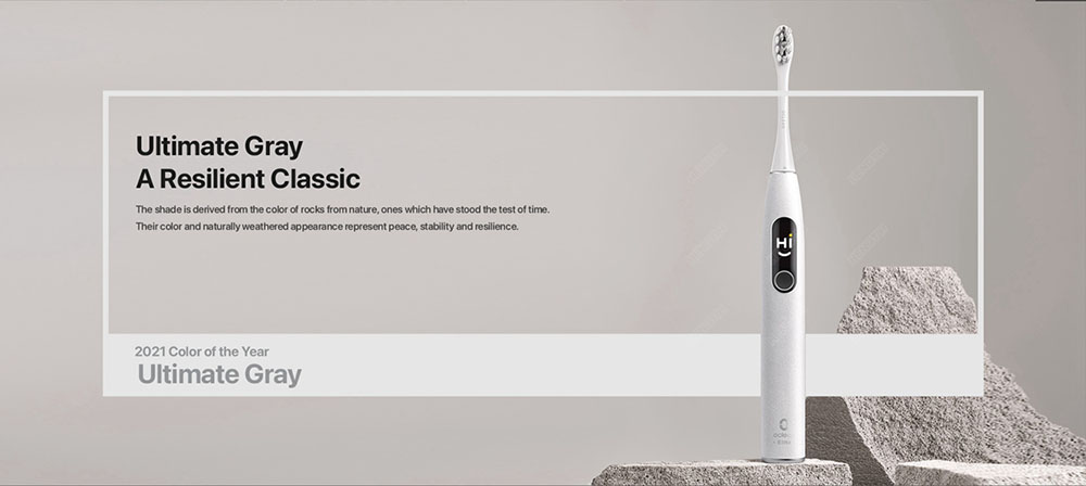 Oclean X Pro Elite Sonic Electric Toothbrush Smart Electric Toothbrush IPX7 Quiet Mark Fast Charging - Grey