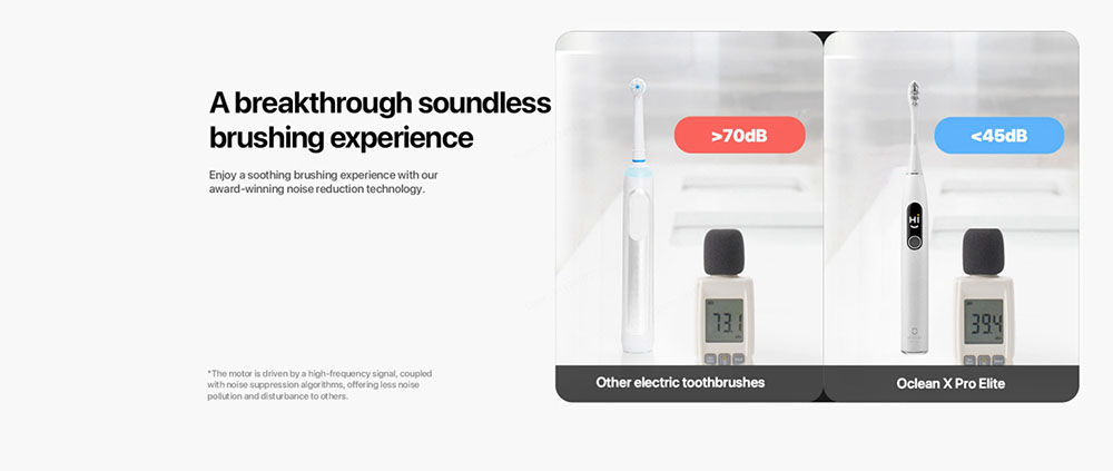Oclean X Pro Elite Sonic Electric Toothbrush Smart Electric Toothbrush IPX7 Quiet Mark Fast Charging - Grey