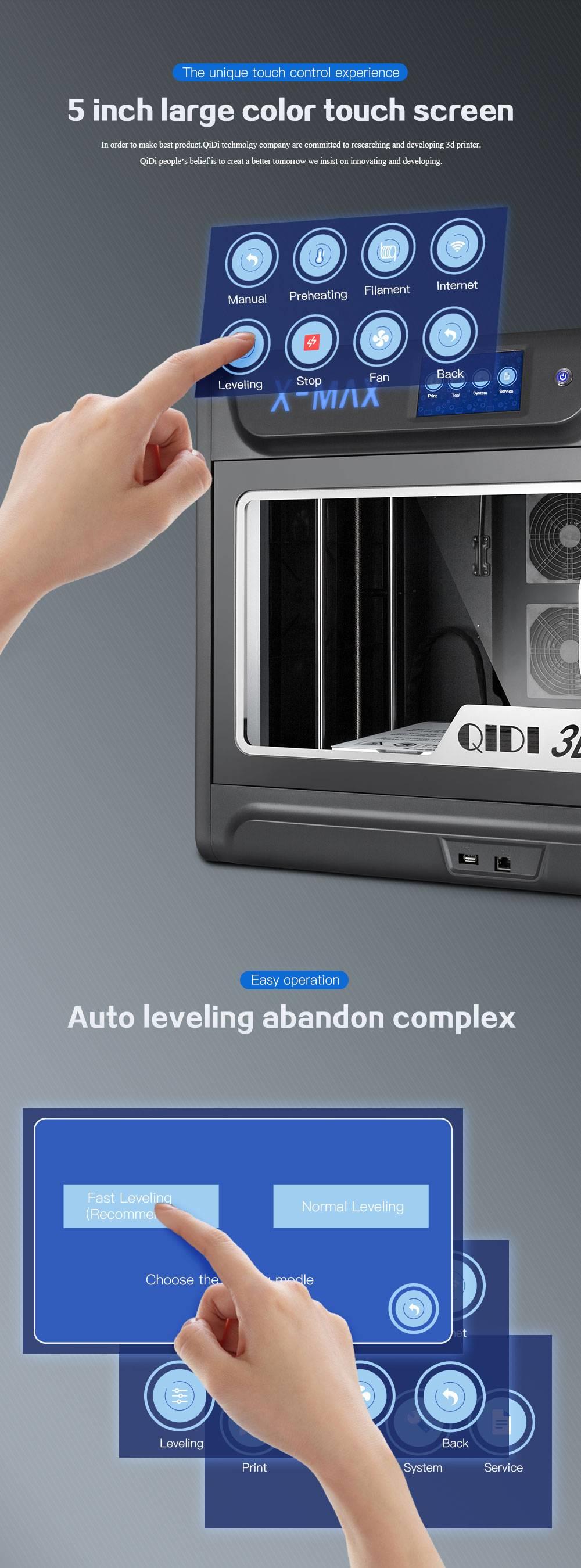 QIDI TECH X-MAX 3D Printer with 240 Degree Celsius High-Temp Extruder, 5 Inch Touchscreen, WiFi Function, 300x250x300