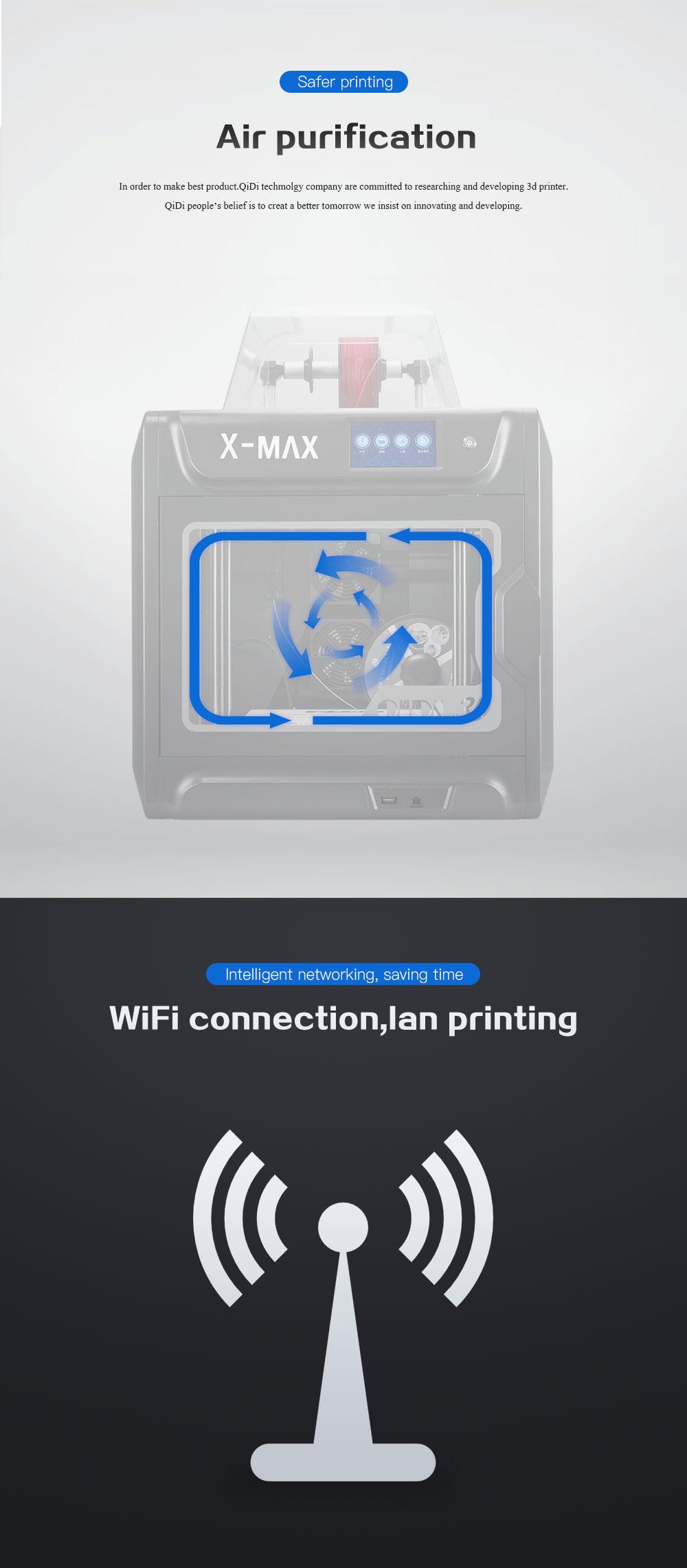 QIDI TECH X-MAX 3D Printer with 240 Degree Celsius High-Temp Extruder, 5 Inch Touchscreen, WiFi Function, 300x250x300