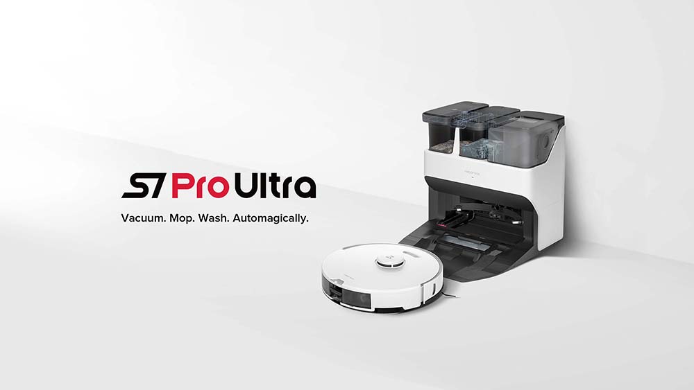 Robot aspirapolvere Roborock S7 Pro Ultra, Pattumiera da 400 ml, Aspirazione e pulizia autopulenti da 5100 Pa, Navigazione LDS