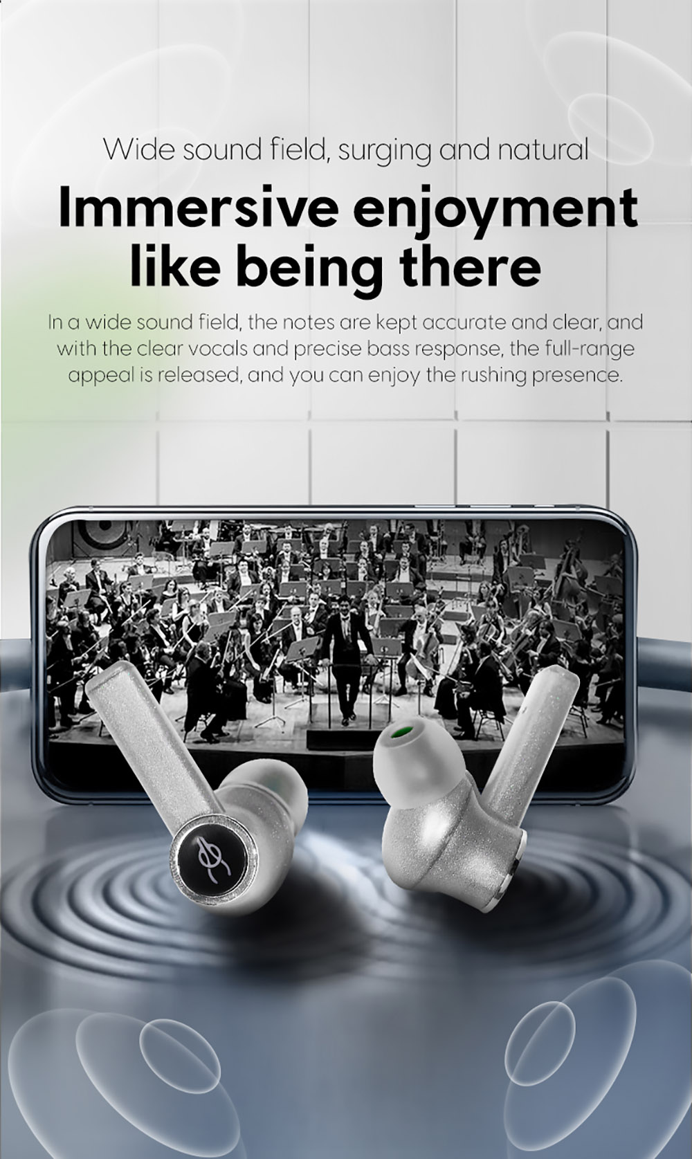 Sabbat E18 TWS Earbuds Wireless Bluetooth 5.2 Music and Gaming Earphone - Moonlight Silver