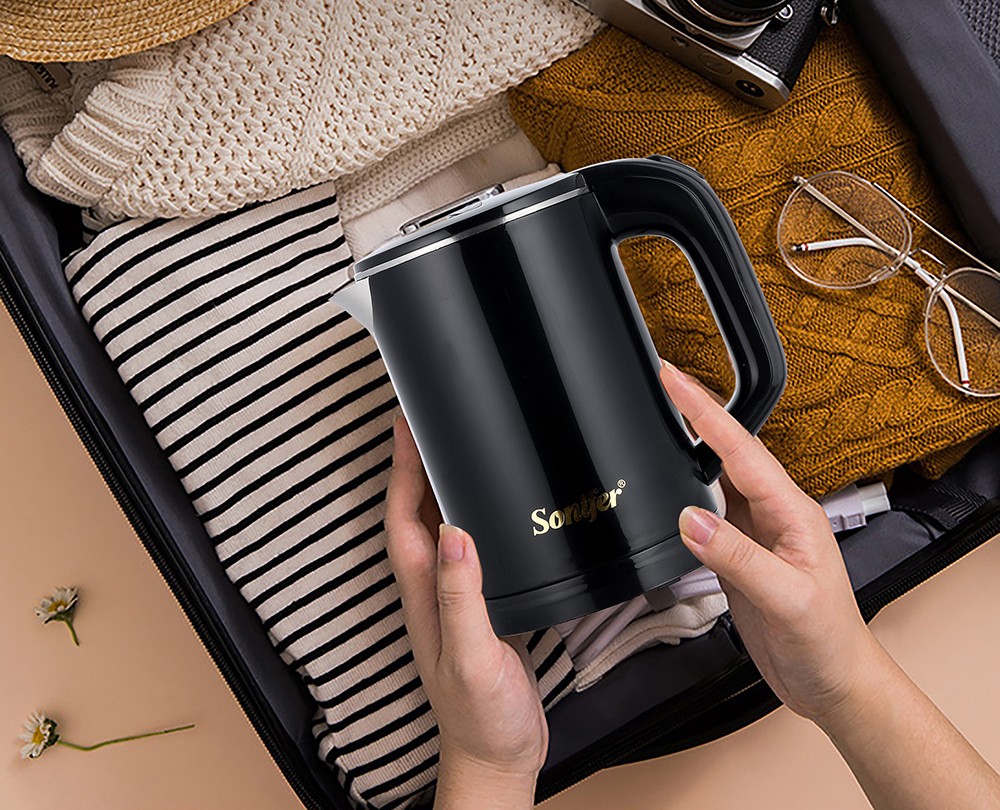 Sonifer SF2058 0.6L 800W Cordless Electric Kettle, Mini Stainless Steel Portable Tea Coffee Kettle Pot for Home Trip - White