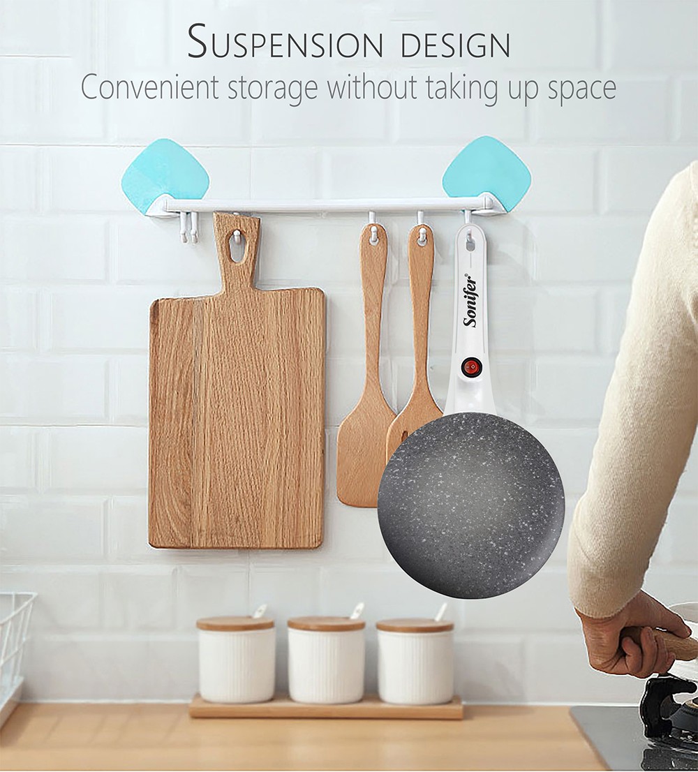 Sonifer SF3038 650W Electric Pancake Crepe Maker Pizza Machine, Non-Stick Griddle Baking Pan, Cake Machine Tools - Red