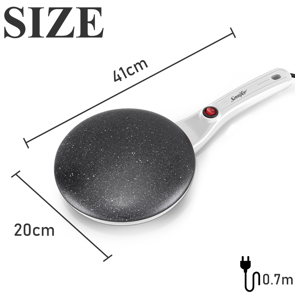 Sonifer SF3038 650W Electric Pancake Crepe Maker Pizza Machine, Non-Stick Griddle Baking Pan, Cake Machine Tools - Red