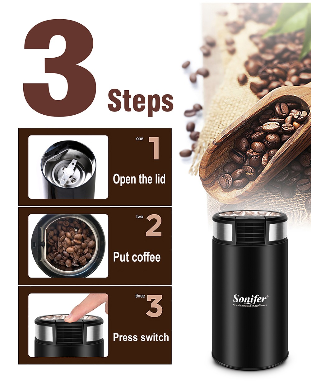 Sonifer SF3526 200W 50g Mini Electric Coffee Grinder