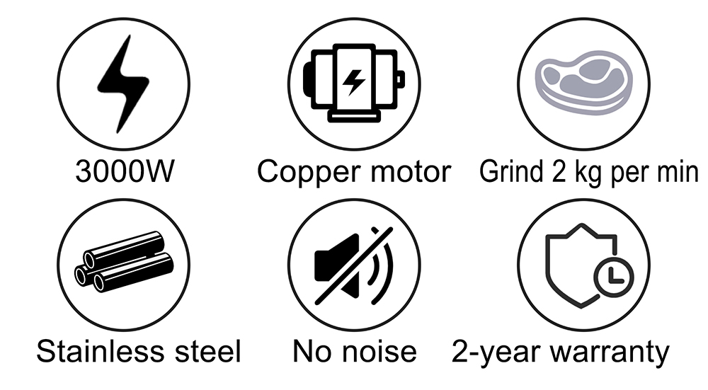 Sonifer SF5001 3000W Electric Meat Grinder, Stainless Steel Heavy Duty Mincer, ​Sausage Stuffer Food Processor Chopper