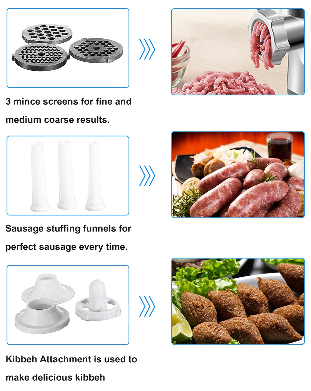 Sonifer SF5001 3000W Electric Meat Grinder, Stainless Steel Heavy Duty Mincer, ​Sausage Stuffer Food Processor Chopper