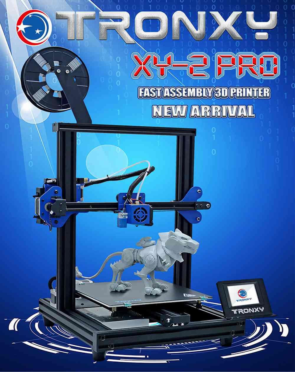 TRONXY XY-2 Pro 3D Printer 255x255mmx260mm 3.5'' Touch Screen Fast Assembly Resume Printing for Beginner and Home User
