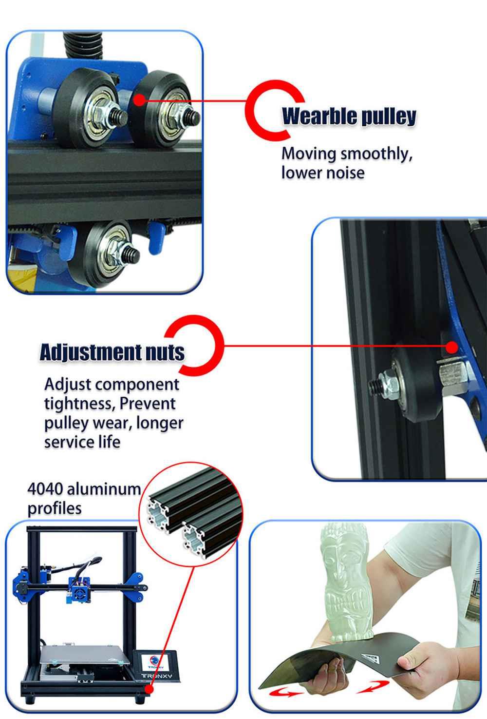 TRONXY XY-2 Pro 3D Printer 255x255mmx260mm 3.5'' Touch Screen Fast Assembly Resume Printing for Beginner and Home User