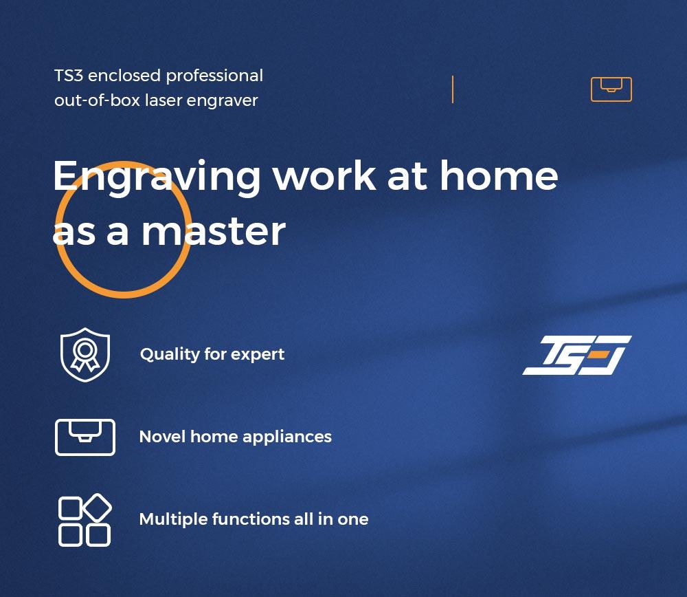 TWO TREES TS3 10W Laser Engraver Cutter LD+FAC+C with Fume Filtration for Cylindrical Objects Cans 200x300mm