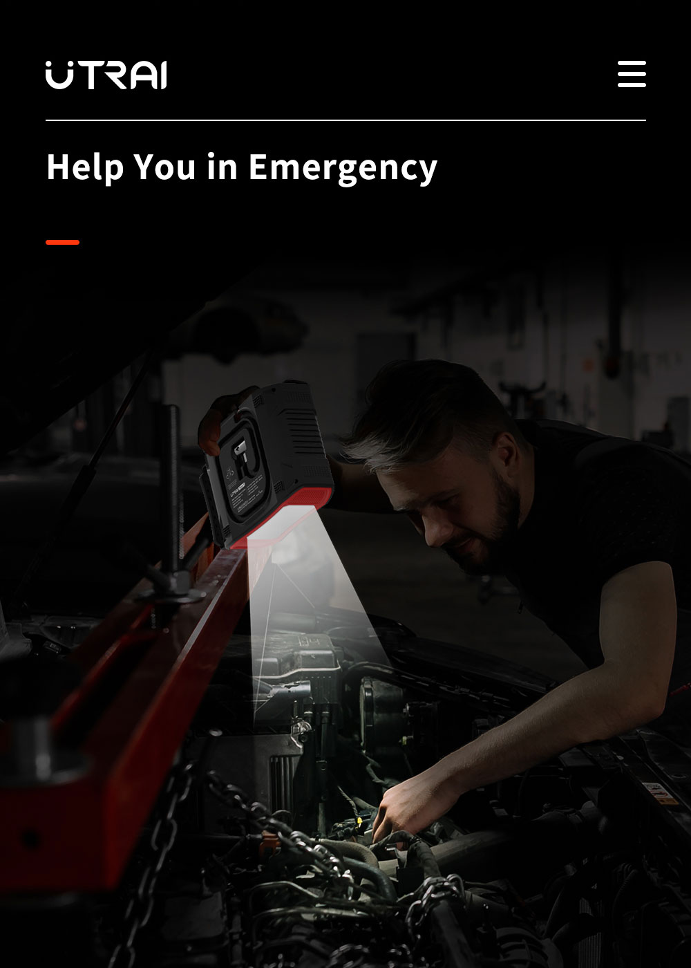 UTRAI Jstar 5 24000mAh 2000A 4-in-1 Jump Starter with Air Compressor, 5W Flashlight, Dual Display Screens Power Bank