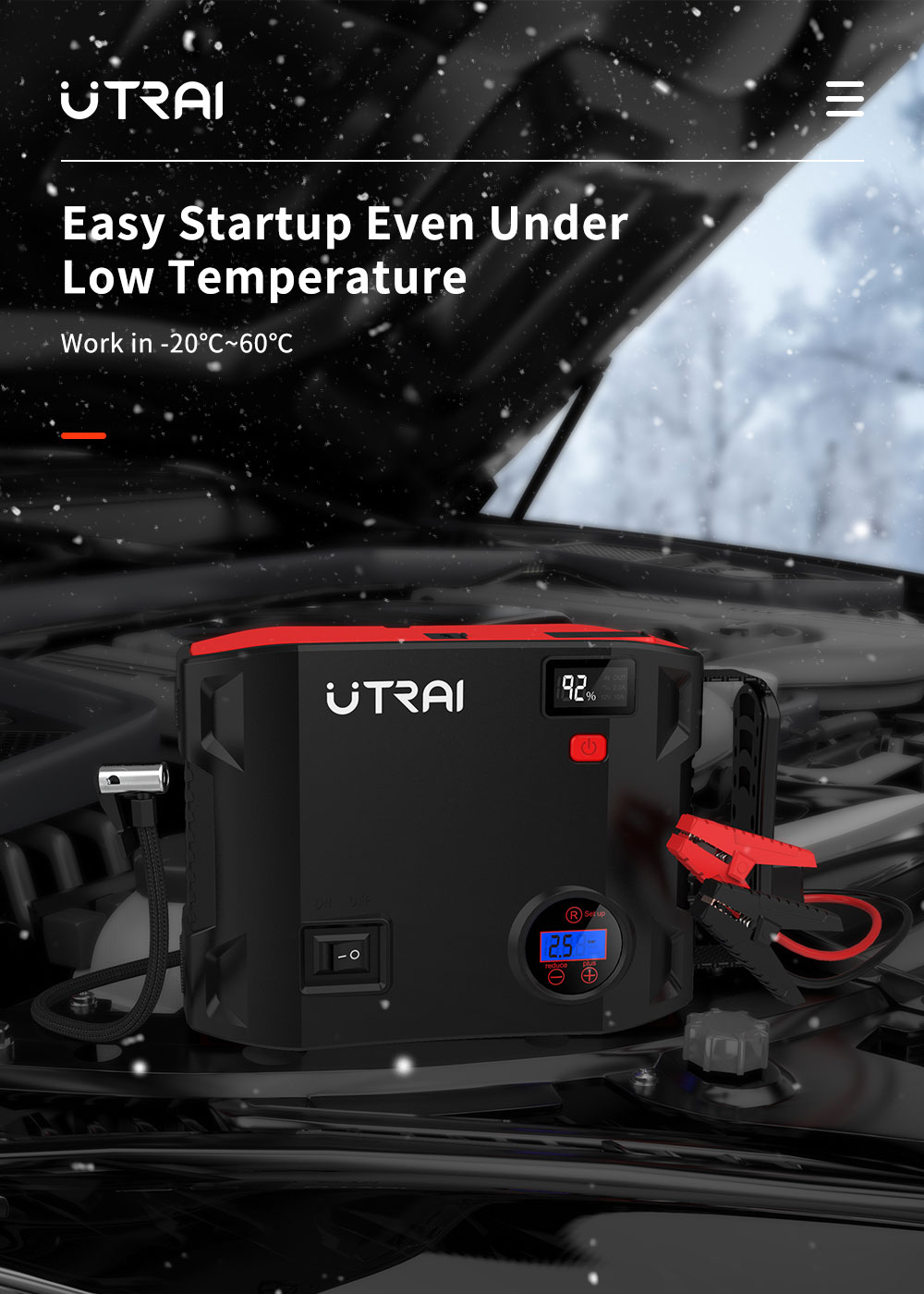 UTRAI Jstar 5 24000mAh 2000A Jump Starter with Air Compressor