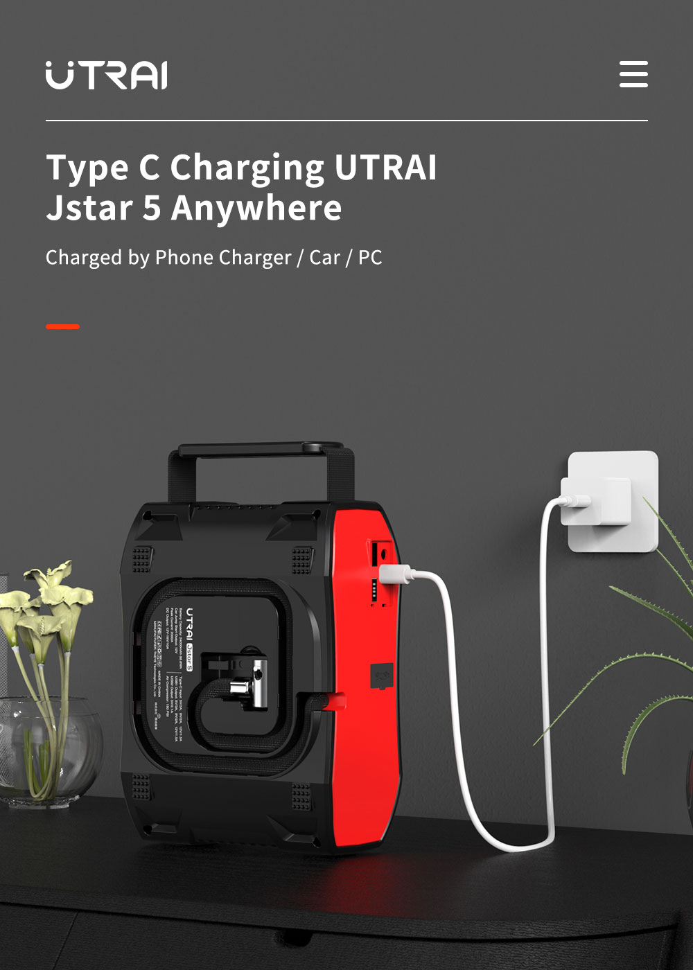 UTRAI Jstar 5 24000mAh 2000A Jump Starter with Air Compressor