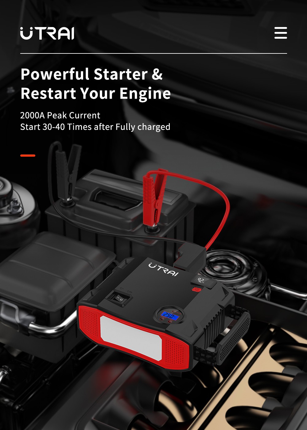 UTRAI Jstar 5 24000mAh 2000A Jump Starter with Air Compressor