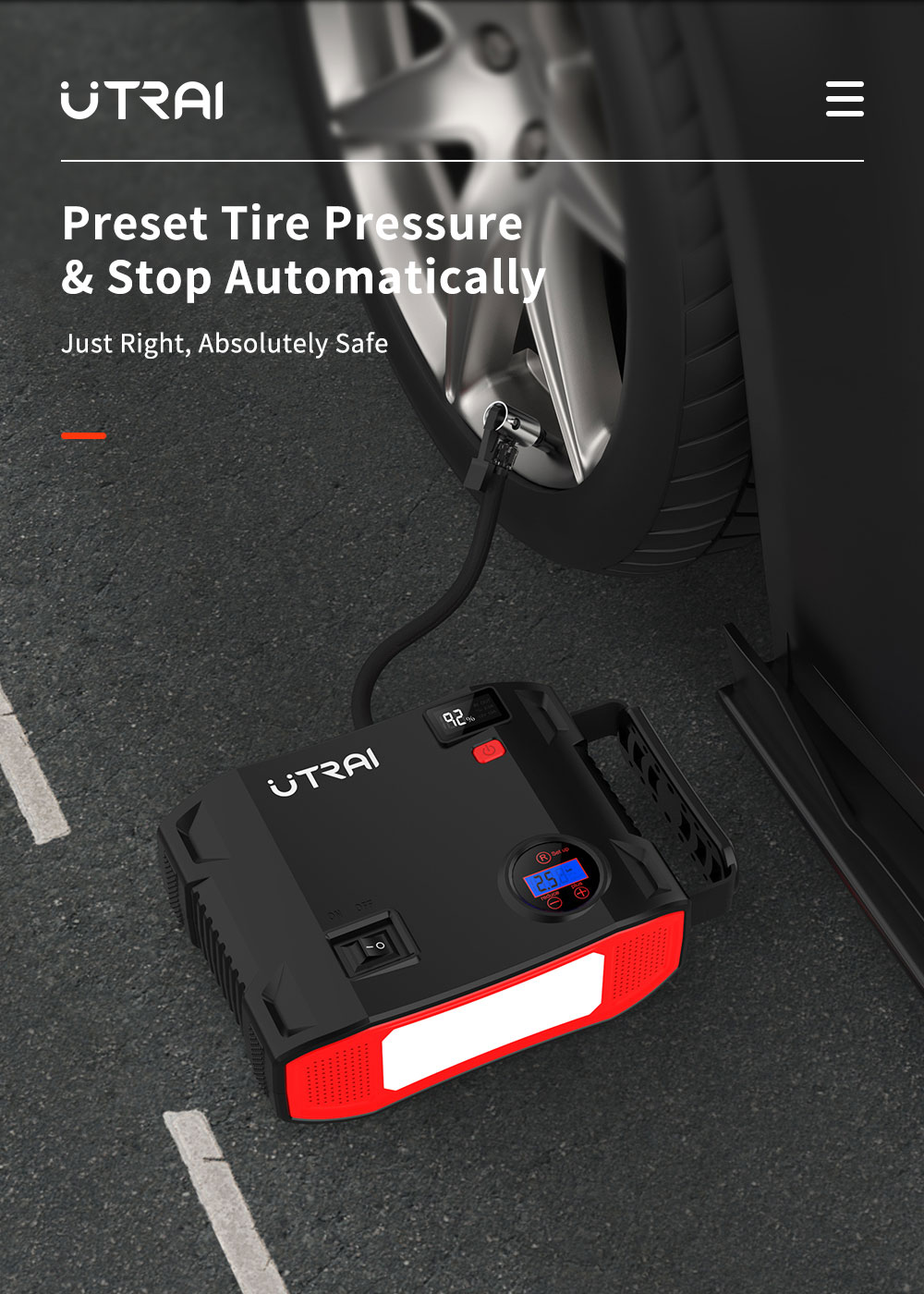 UTRAI Jstar 5 24000mAh 2000A Jump Starter with Air Compressor