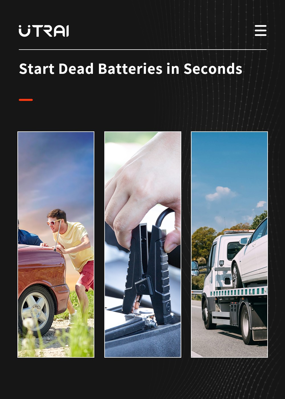 UTRAI Jstar One 22000mAh 2000A Jump Starter, Battery Charger Jump Pack with USB Quick Charge, Built-in Compass LED Light