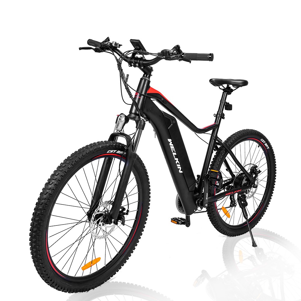 WELKIN WKEM001 Elektrobicykel 350W bezkefový motor 36V 10,4Ah batéria 27,5*2.25'' pneumatiky Horský bicykel - čierny&červený