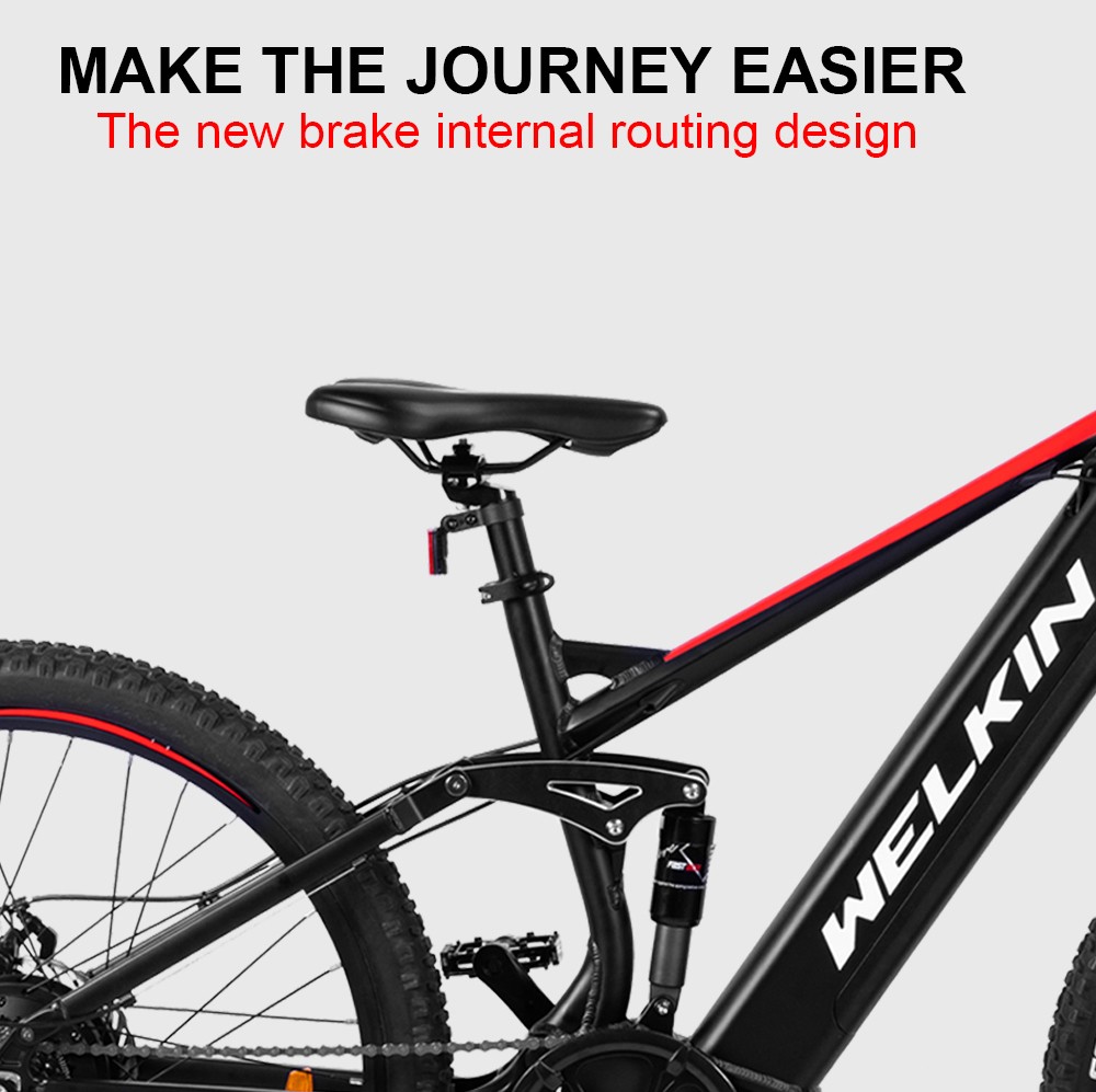WELKIN WKES002 Elektrický bicykel 350W bezkartáčový motor 48V 10Ah batéria 27,5*2.25'' pneumatiky Horský bicykel - čierny & červený
