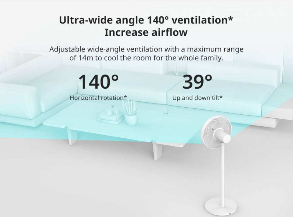 Xiaomi Mi Smart Standing Fan 2, DC Motor 15W Air Cooling Pedestal Fan, Dual Blades Cooling Floor Fan, Voice Control