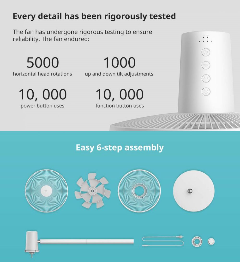 Xiaomi Mi Smart Standing Fan 2, DC Motor 15W Air Cooling Pedestal Fan, Dual Blades Cooling Floor Fan, Voice Control