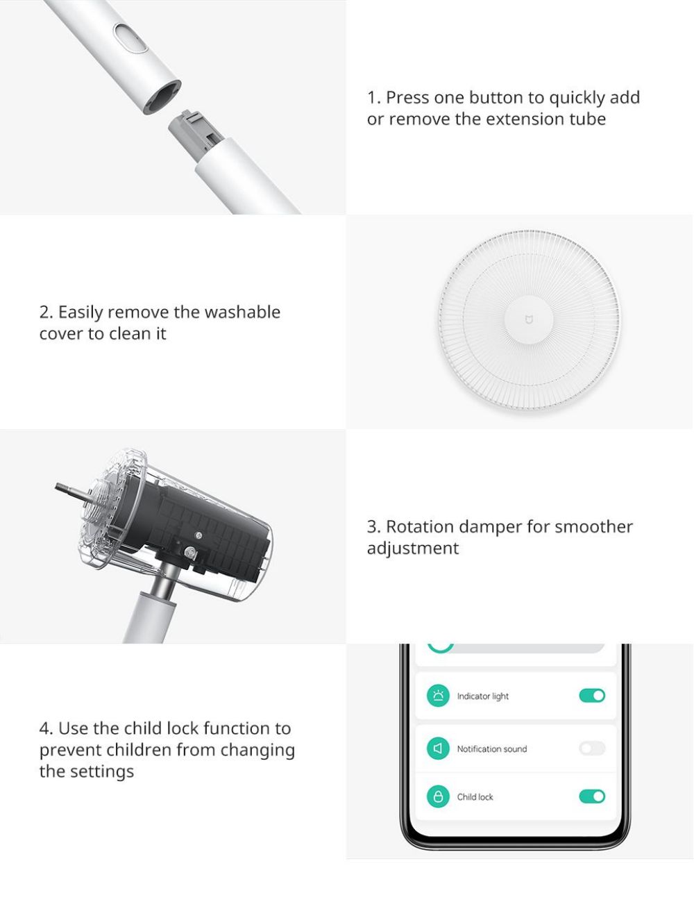 Xiaomi Mi Smart Standing Fan 2, DC Motor 15W Air Cooling Pedestal Fan, Dual Blades Cooling Floor Fan, Voice Control