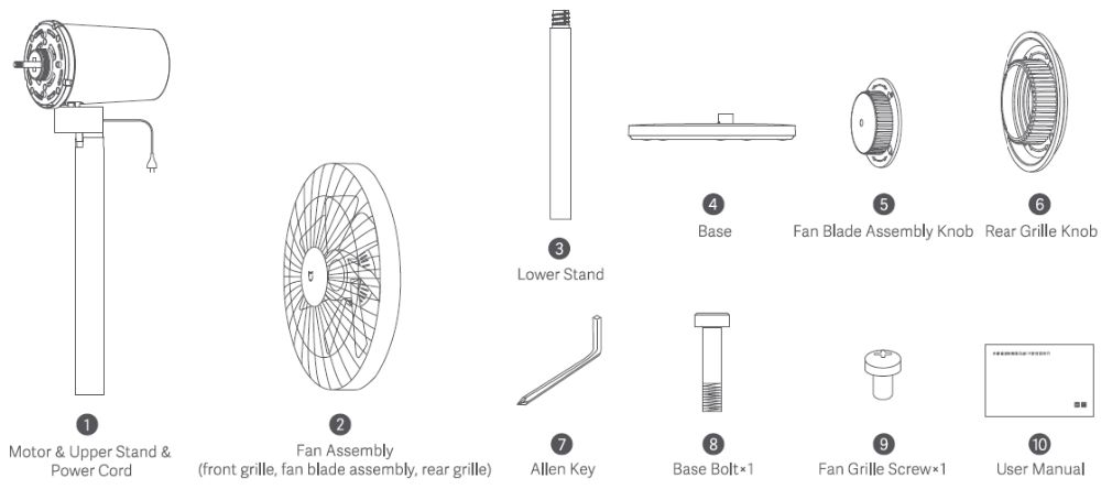 Xiaomi Mi Smart Standing Fan 2 Lite, 38W Air Cooling Pedestal Fan, Height Adjustable Summer Cooling Machine APP Control
