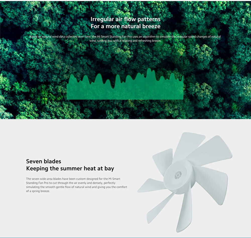 Xiaomi Mi Smart Standing Fan Pro, 24W Wireless Cooling Pedestal Fan, 7 Blades Floor Fan, DC Motor, AI Voice Control