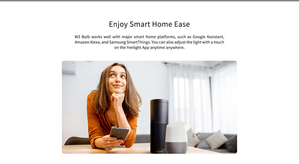 Yeelight YLDP007 8W Smart LED Bulb, W3 Dimmable, 900 Lumens, 2700K Warm Light, Voice/APP Control