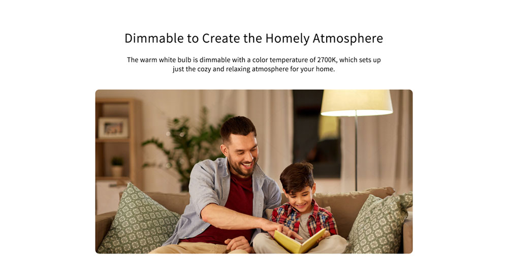 Yeelight YLDP007 8W Smart LED Bulb, W3 Dimmable, 900 Lumens, 2700K Warm Light, Voice/APP Control