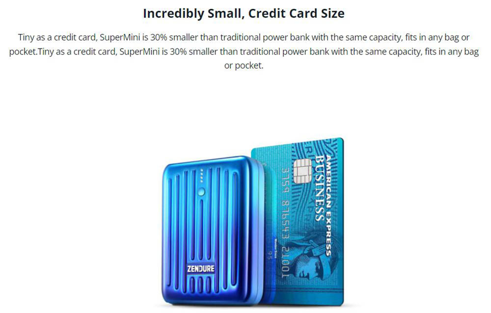 ZENDURE SuperMini 10000mAh/20W PD Portable Power Bank, Ultra-Slim Quick Charge Battery Bank - Minty Green