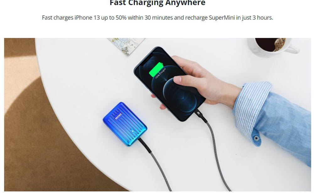 ZENDURE SuperMini 10000mAh/20W PD Portable Power Bank, Ultra-Slim Quick Charge Battery Bank - Minty Green