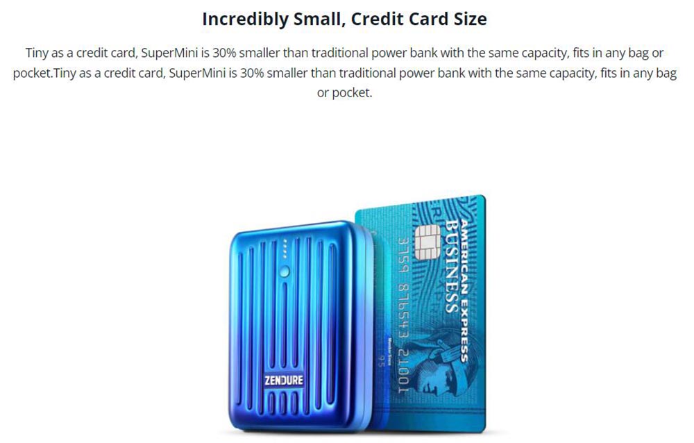 ZENDURE SuperMini 10000mAh/20W PD Portable Power Bank, ZEN+2.0 Technology Ultra-Slim Power Supply - Silver