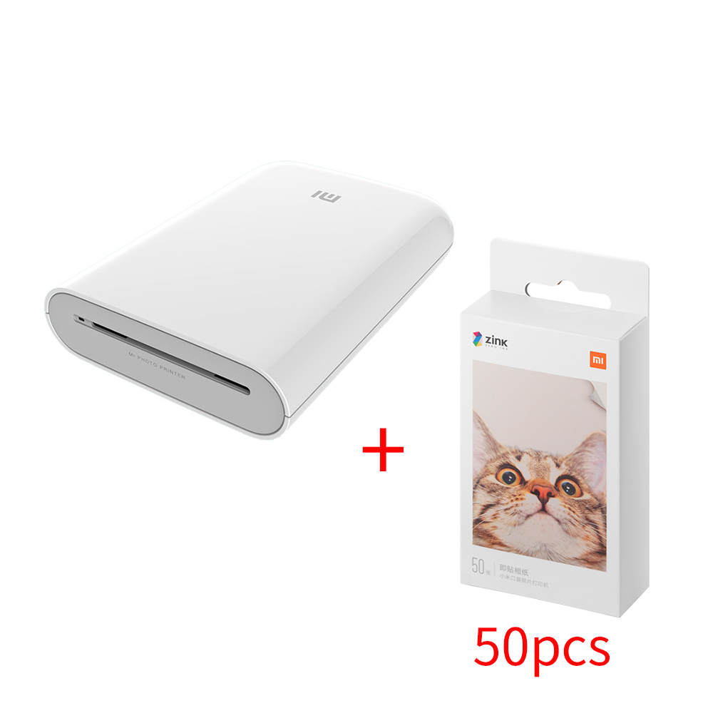 Xiaomi Mi Pocket Photo Printer 3 Inch 300dpi ZINK Non-ink Technology Portable Picture Printer APP Bluetooth Connection with 50pcs Printing Paper