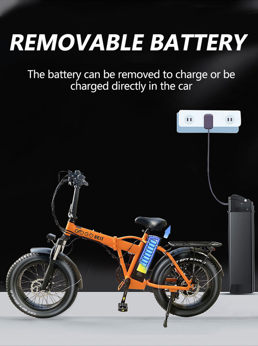 GOGOBEST GF300 Electric Folding Bike Moped Bicycle 1000W Brushless Motor 48V 12.5Ah Battery 25km/h Max Speed - Orange