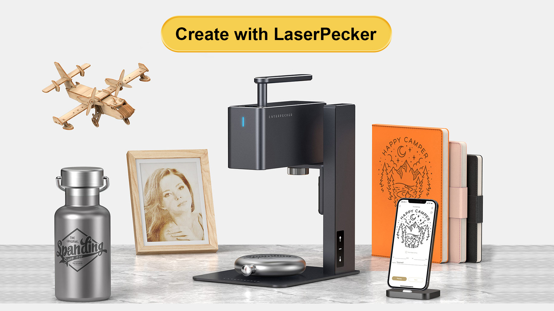 LaserPecker 2 Pro Handheld Laser Engraver & Cutter with Auxiliary Booster - Pro Edition