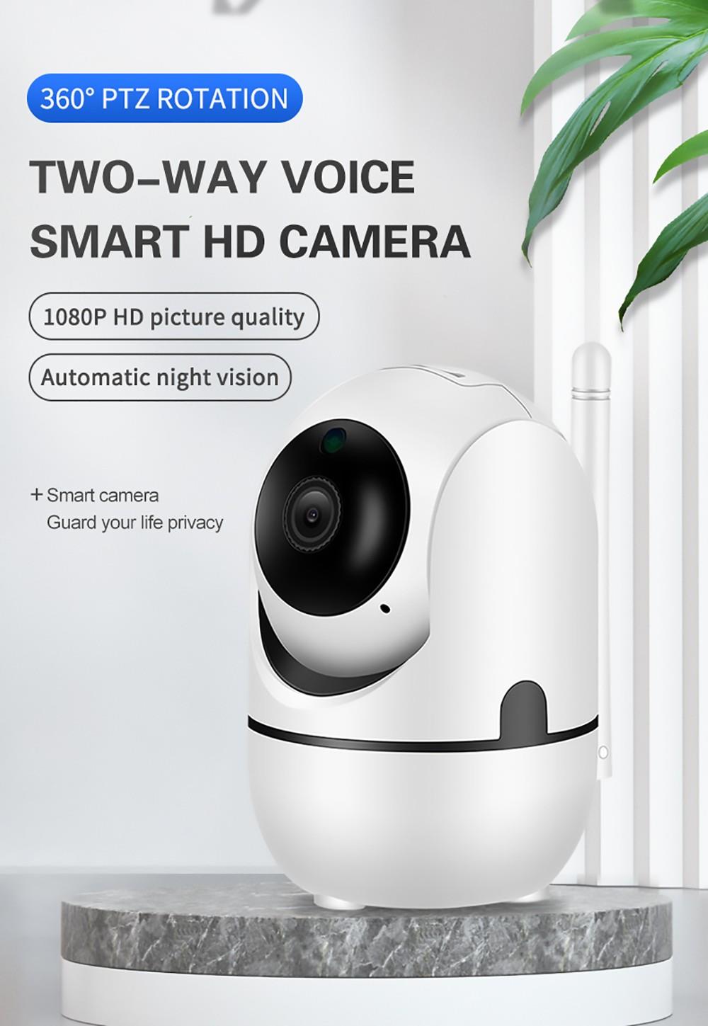 360 Degree Rotatable 1080p HD Camera, WiFi Wireless Smart Night Vision Camera, 2-way Voice AP Connection - US Plug