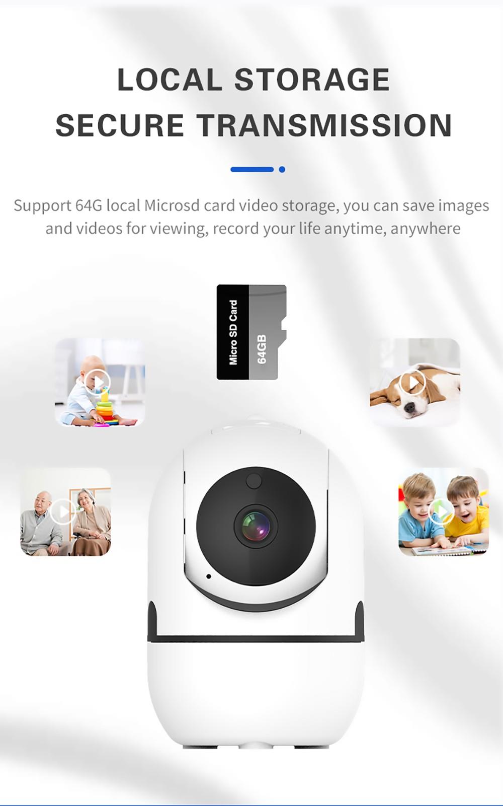 360 Degree Rotatable 1080p HD Camera, WiFi Wireless Smart Night Vision Camera, 2-way Voice AP Connection - US Plug