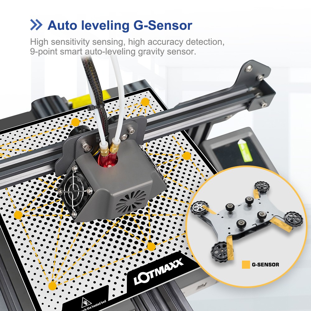 LOTMAXX SC-10 Shark V2 3D Printer Laser Engraver, Dual Extruder, Dual-Color Printing, Automatic Leveling, 235*235*265mm, Gray