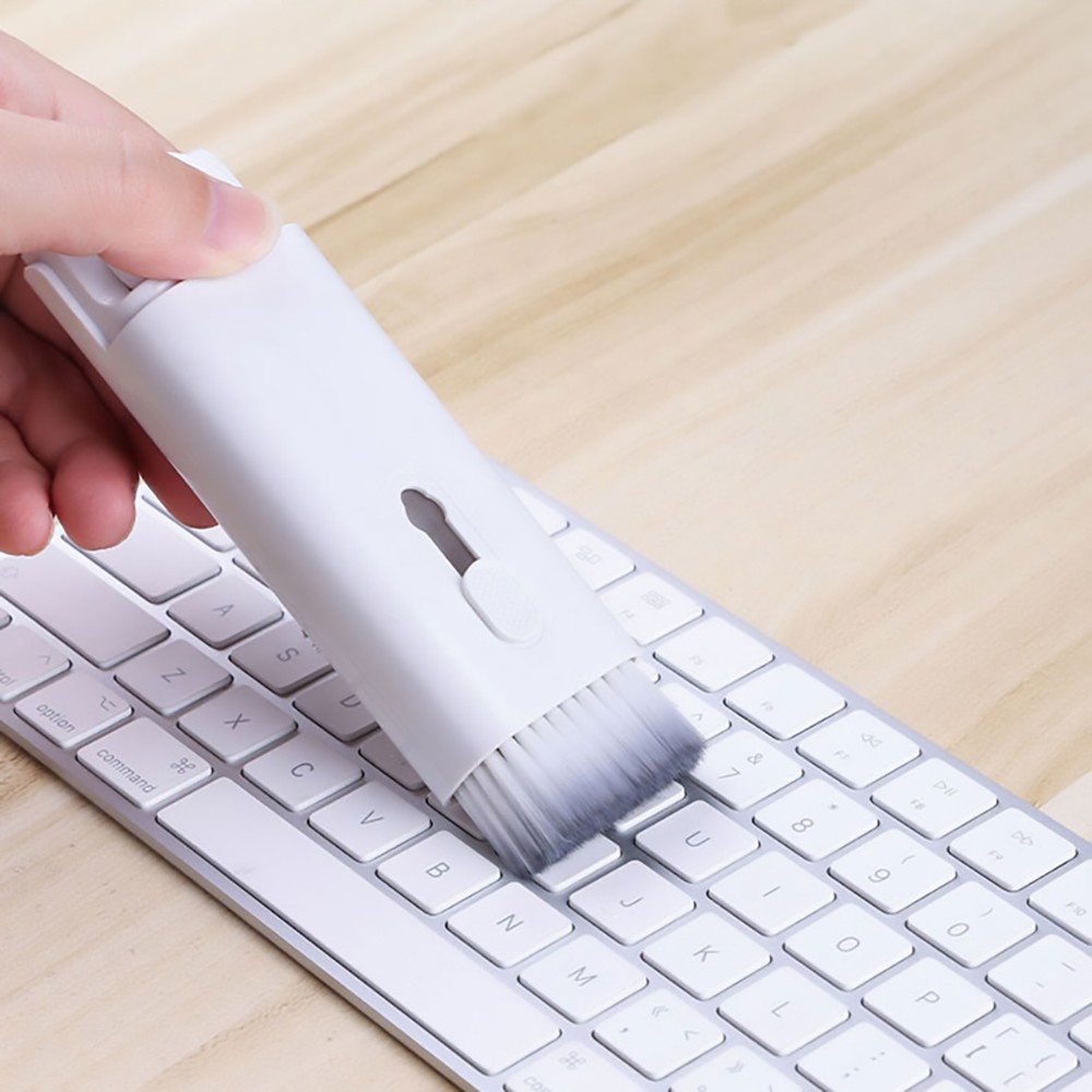 7 in 1 Computer Keyboard Cleaner Brush Kit, Earphone Cleaning Pen Keycap Puller Dust Remover Tool Kit - Pink